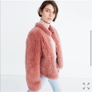 Madewell Genuine Shearling Bomber Jacket in Pink